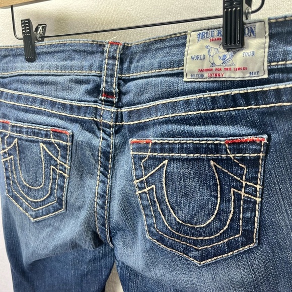 True Religion Workd Tour Skinny Jeans Womens 28 Denim Stretch Blue Cute 2251 - Picture 8 of 9